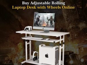 Buy Adjustable Rolling Laptop Desk with Wheels Online