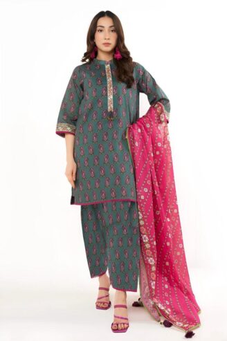 3 Pcs Women’s Unstitched printed suit