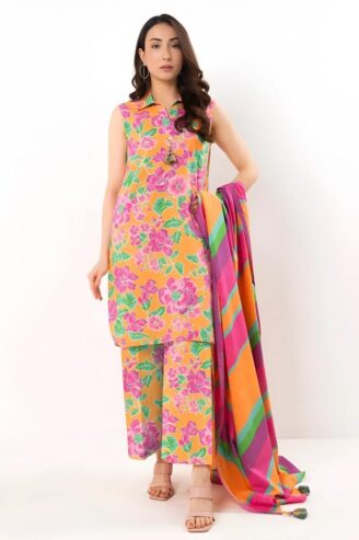 3 Pcs Women’s Unstitched printed suit