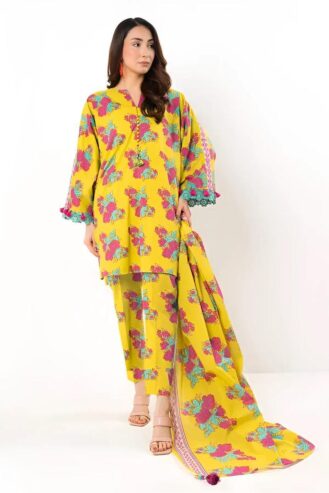 3 Pcs Women’s Unstitched printed suit