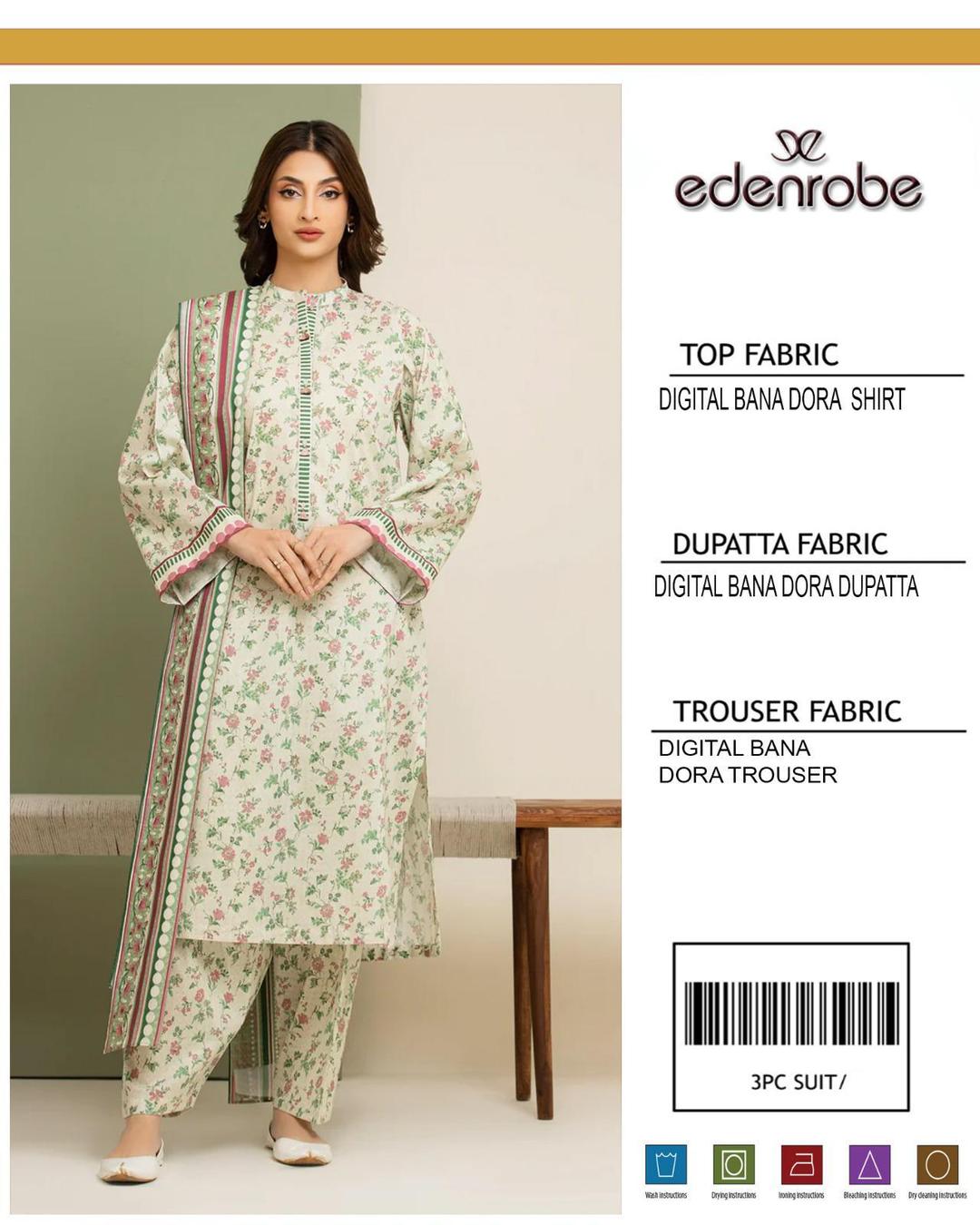 3 Pcs Women’s Unstitched digital print lawn suit