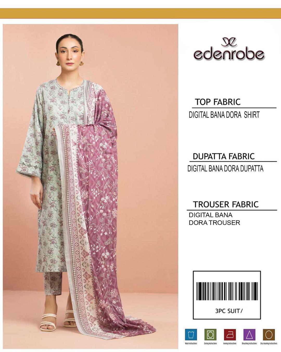 3 Pcs Women’s Unstitched digital print lawn suit