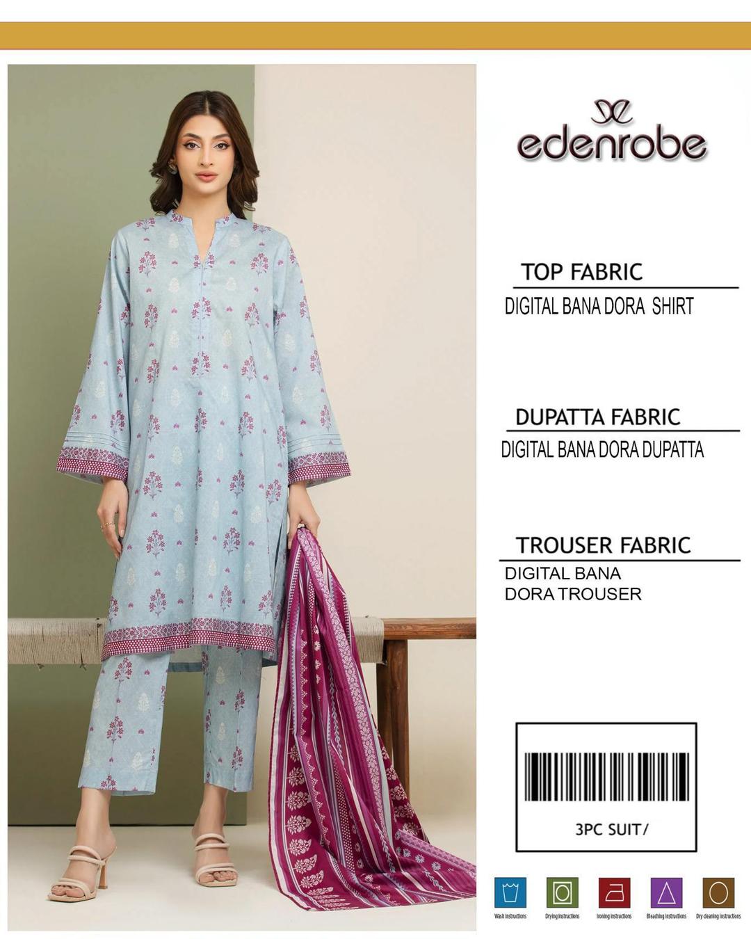 3 Pcs Women’s Unstitched digital print lawn suit