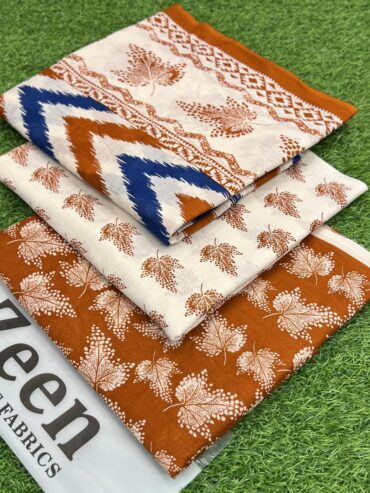 3 pcs woman’s Unstitched printed lawn suit