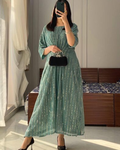 Elegant Chiffon Kaftan Sequins Embroidered | 54 Inches | Standard Size