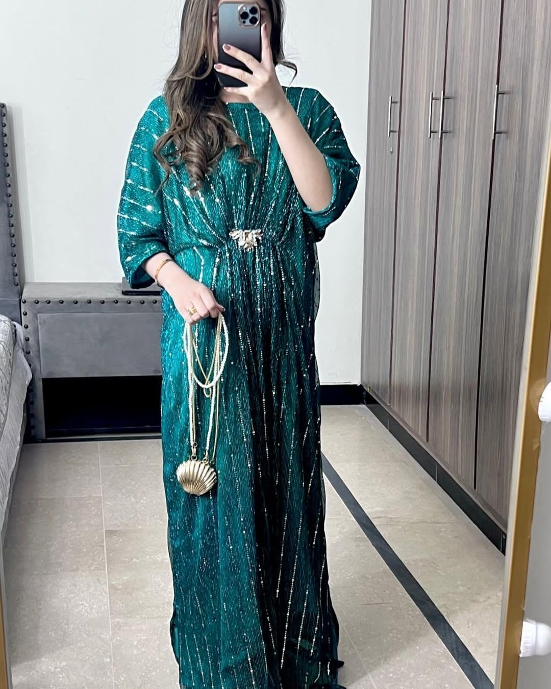 Elegant Chiffon Kaftan Sequins Embroidered | 54 Inches | Standard Size