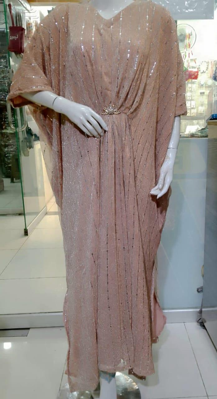 Elegant Chiffon Kaftan Sequins Embroidered | 54 Inches | Standard Size