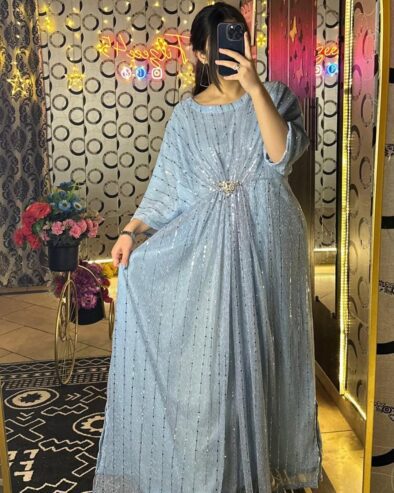 Elegant Chiffon Kaftan Sequins Embroidered | 54 Inches | Standard Size