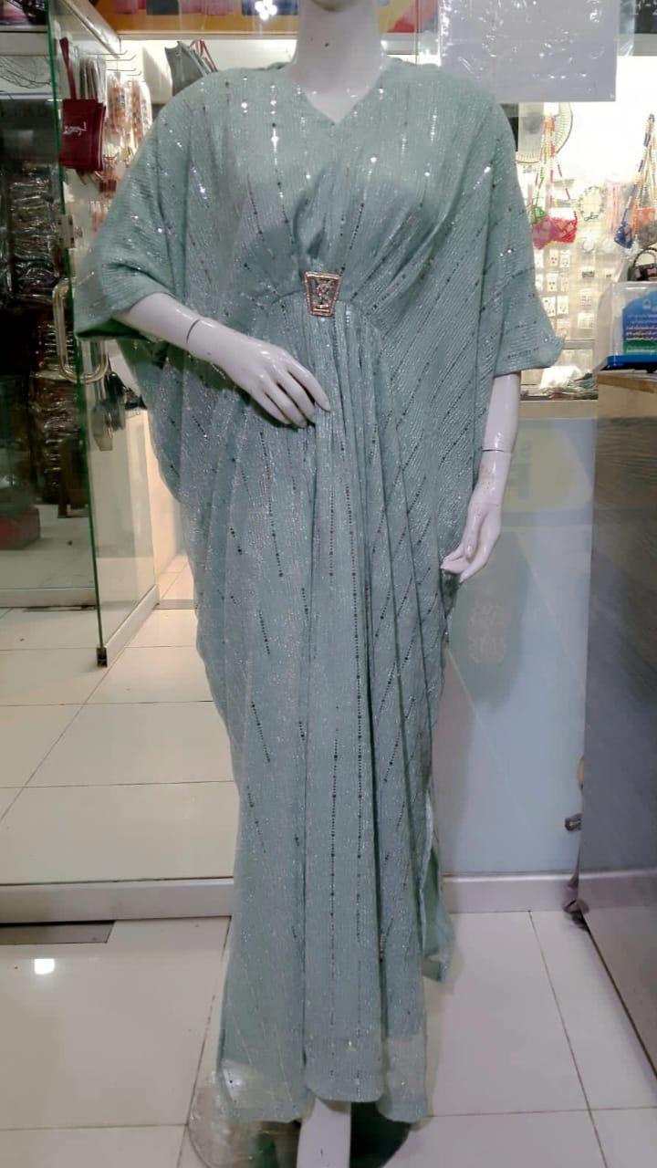 Elegant Chiffon Kaftan Sequins Embroidered | 54 Inches | Standard Size