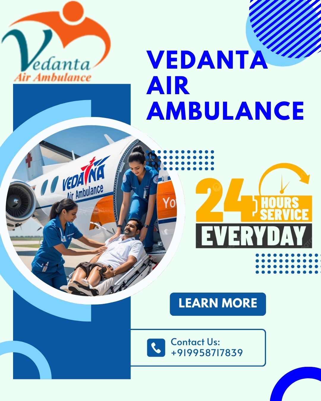 Vedanta Air Ambulance Service in Bangalore