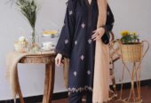 3 Pcs woman’s Unstitched dhanak Embroidered suits