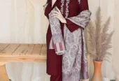 3 Pcs woman’s Unstitched dhanak Embroidered Suit