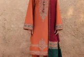 3 Pcs woman’s Unstitched dhanak Embroidered Suit