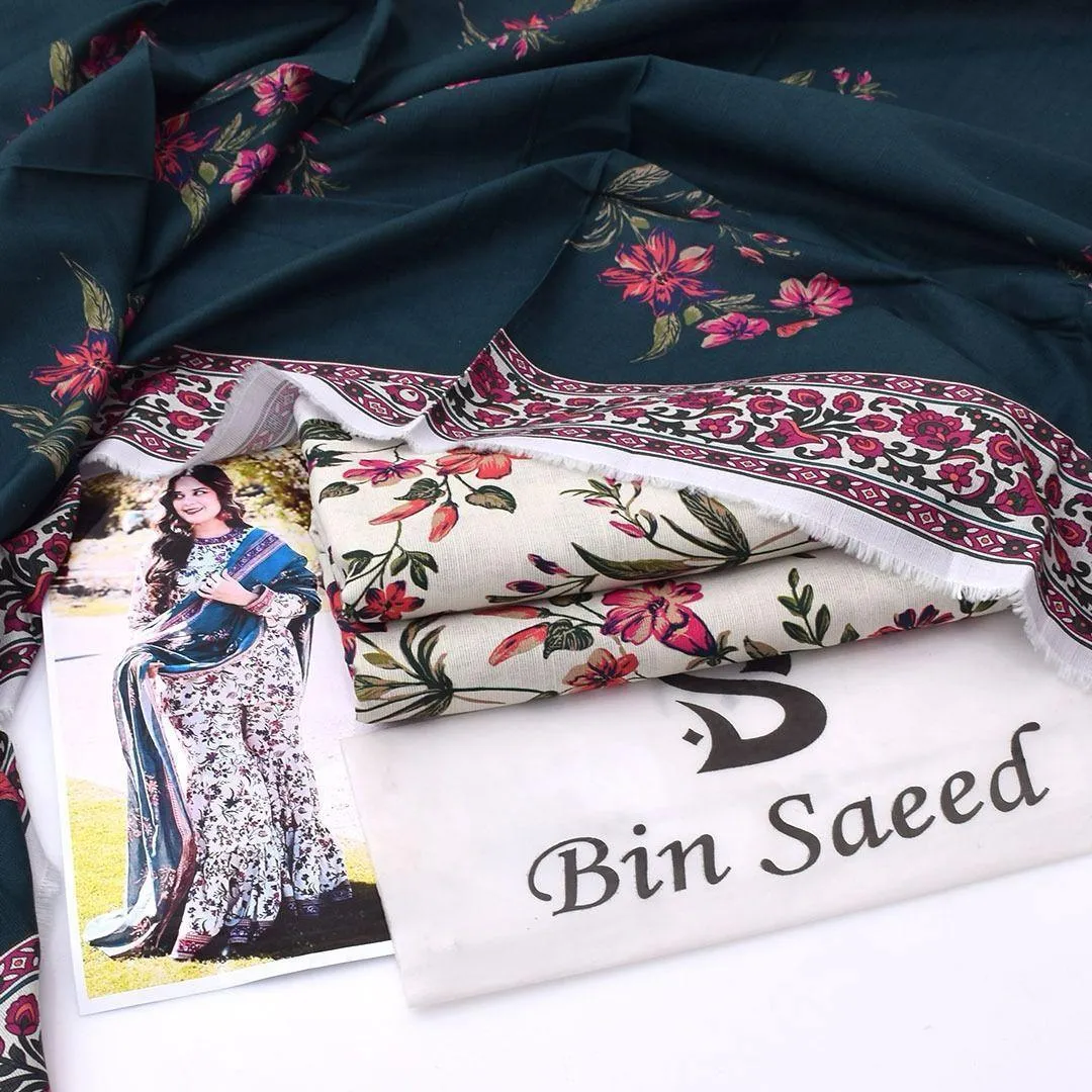 3 Pcs woman’s Unstitched Khaddar Printed Suit