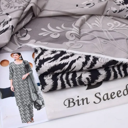 3 Pcs woman’s Unstitched Khaddar Printed Suit