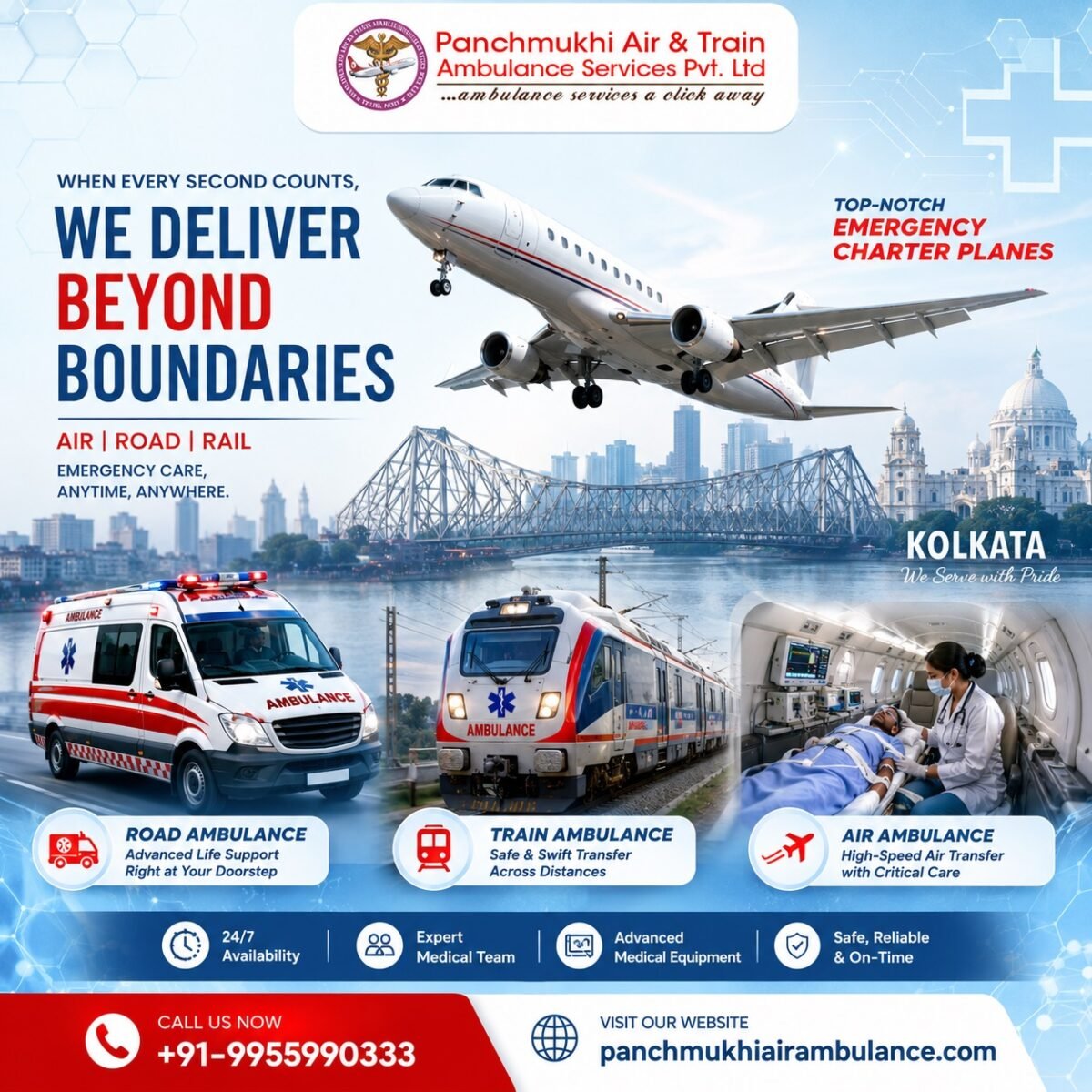 Panchmukhi Hi Tech Air and Train Ambulance in Kolkata- Safe Medical