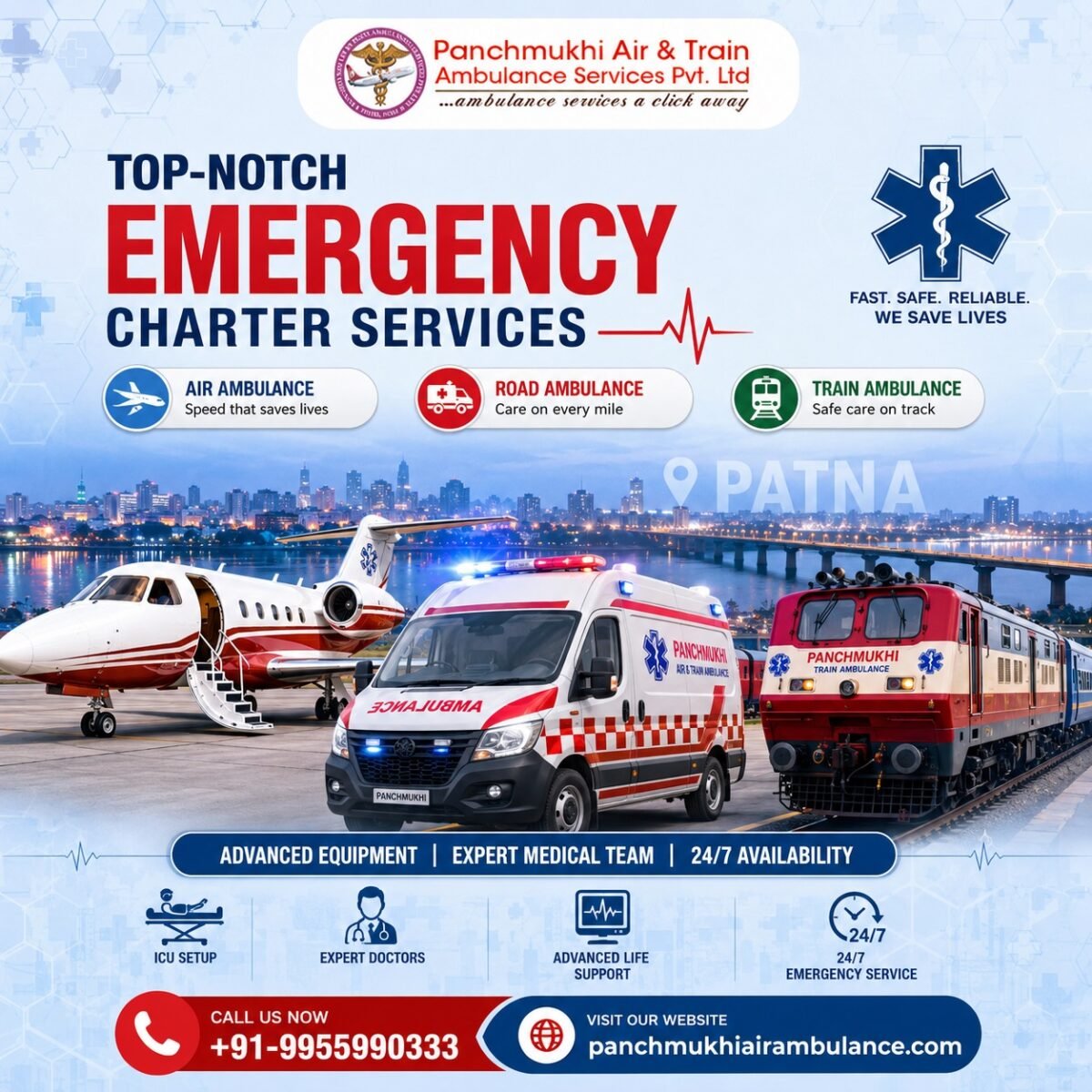 Panchmukhi Air and Train Ambulance in Patna- Unconditional Care