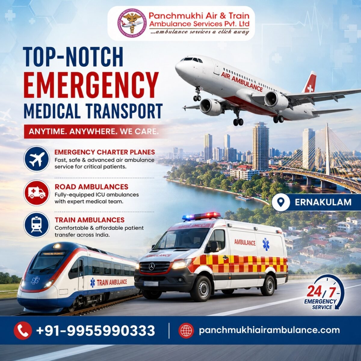 Panchmukhi Air Ambulance in Ernakulam – Swift and Safe Transfers 24/7