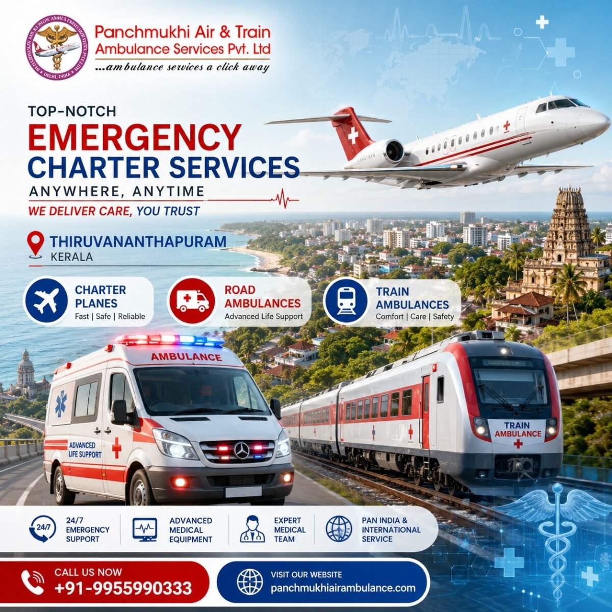 Panchmukhi Emergency Air Ambulance in Thiruvananthapuram – Assured