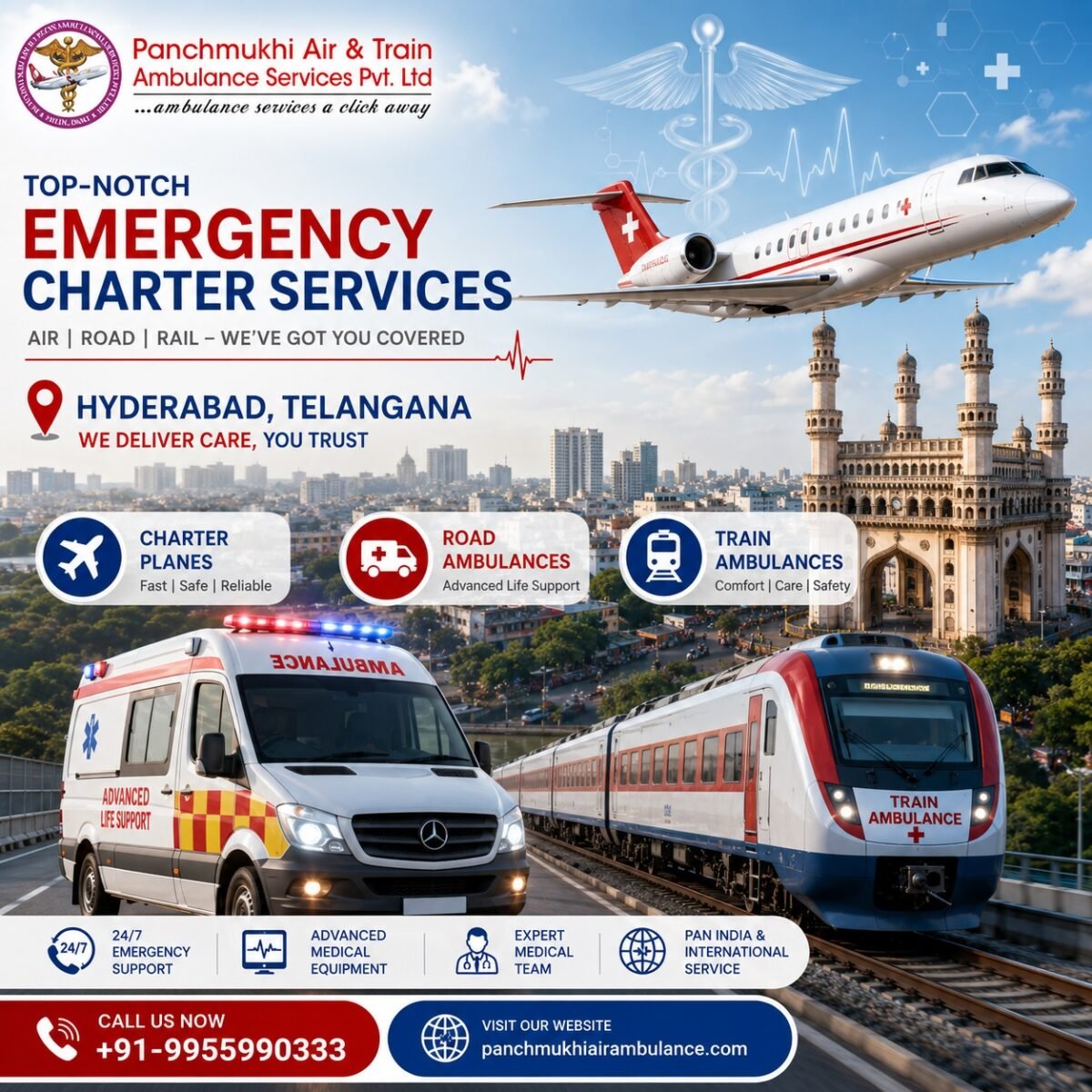 Panchmukhi Air and Train Ambulance in Hyderabad- Committed to Saving