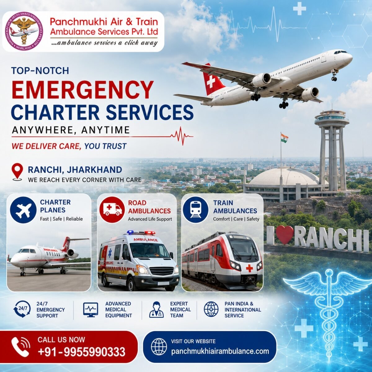 Panchmukhi Emergency Air Ambulance in Ranchi- Compassion in Every