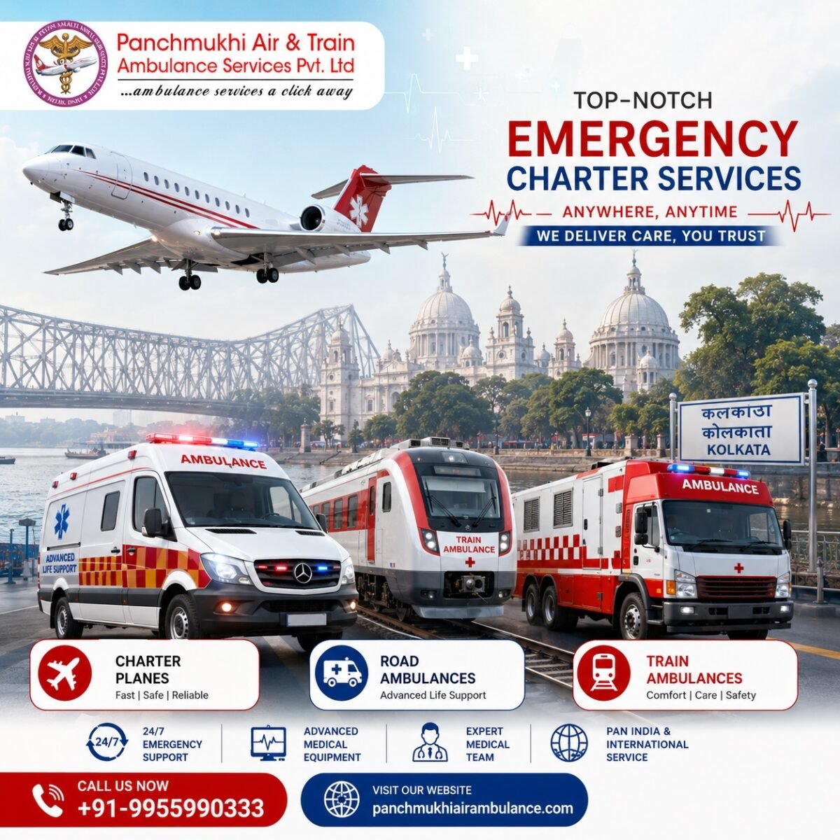 Panchmukhi Air Ambulance Services from Kolkata- Healthcare